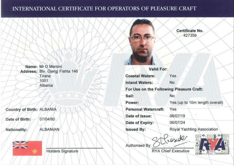 rya yachtmaster license